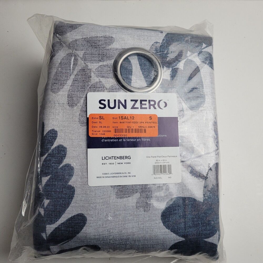 NEW Sun Zero Extreme 2-Pack One Panel Pair Blackout Curtains 80x95 'Indigo' #BT2